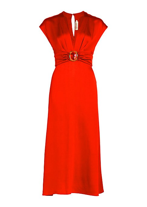 Gilded V-Neck Midi Dress