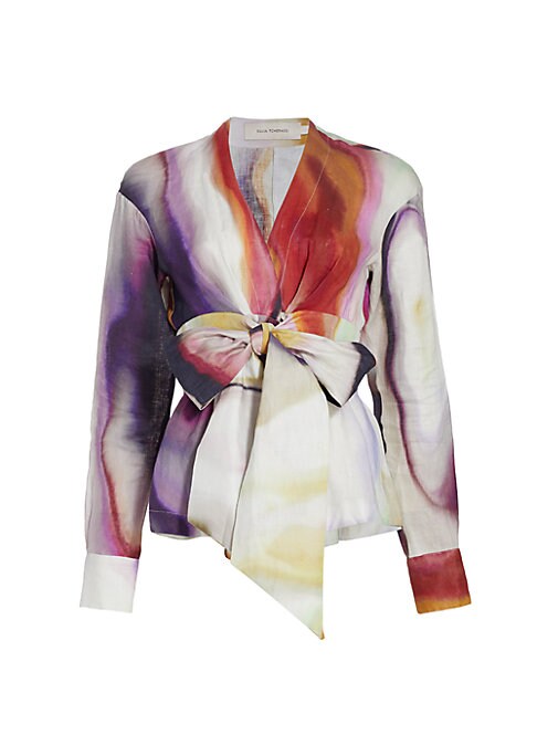 Vibrant Linen Tie Blouse