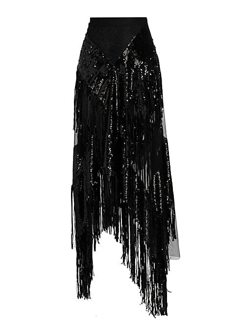 Sequin Fringe Maxi Skirt