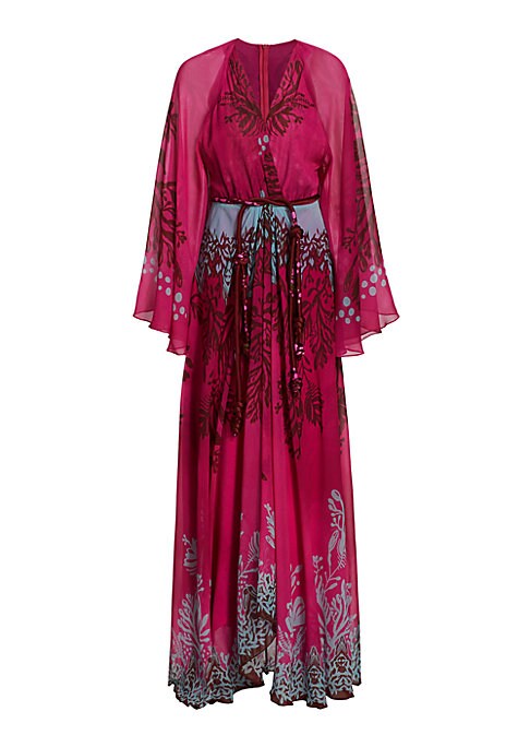 Botanical Silk Wrap Dress