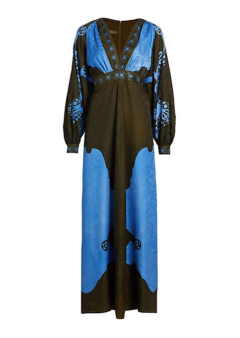 Colorblock Silk Maxi Dress