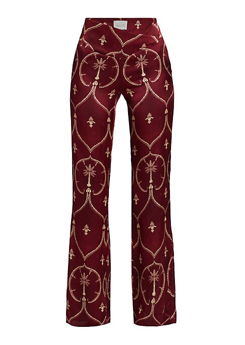 Abstract Flare Silk Trousers