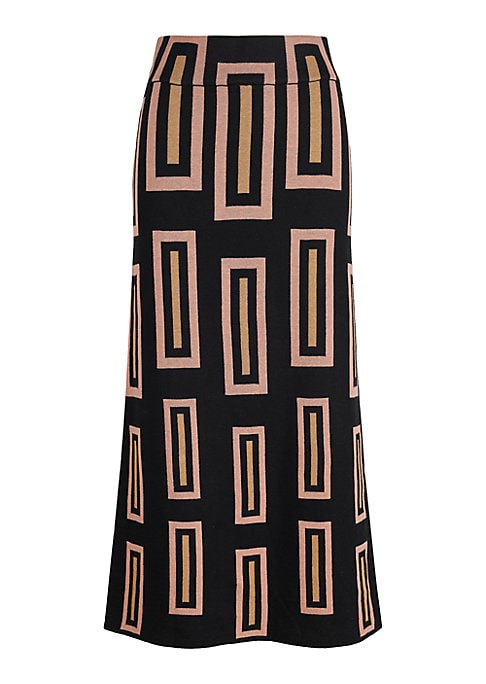 Geometric Jacquard Midi Skirt