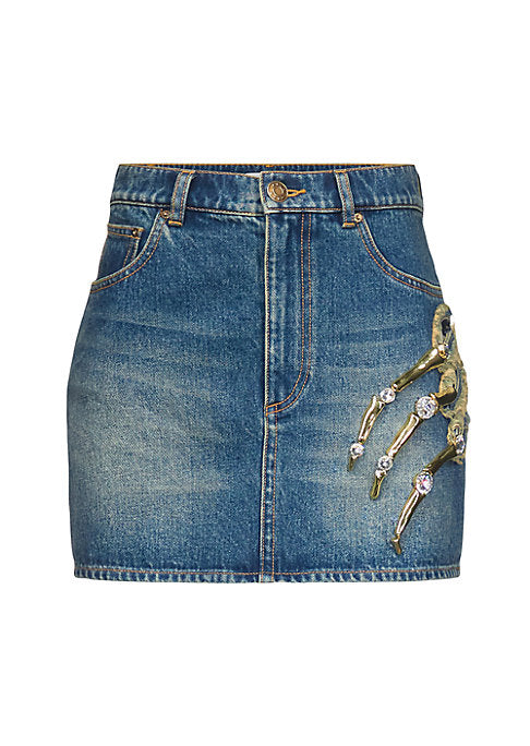 Gilded Claw Denim Skirt