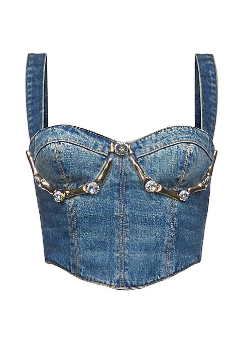 Gilded Denim Bustier Top