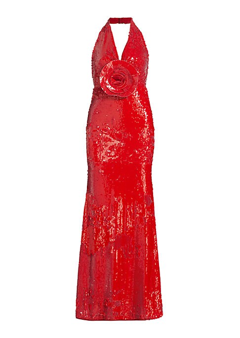 Sequin Elegance Halter Gown