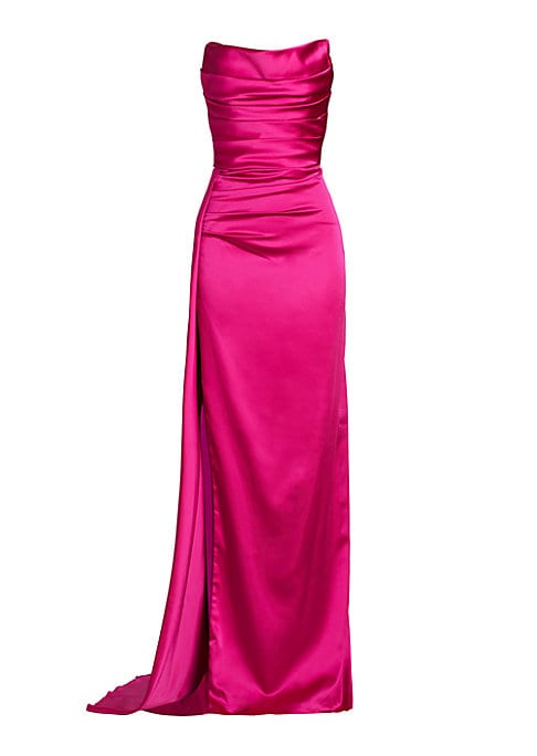 Draped Satin Evening Gown