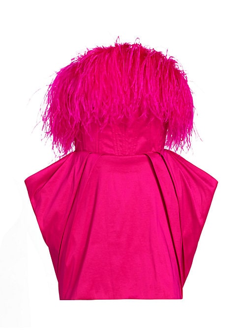 Feathered Strapless Mini Dress