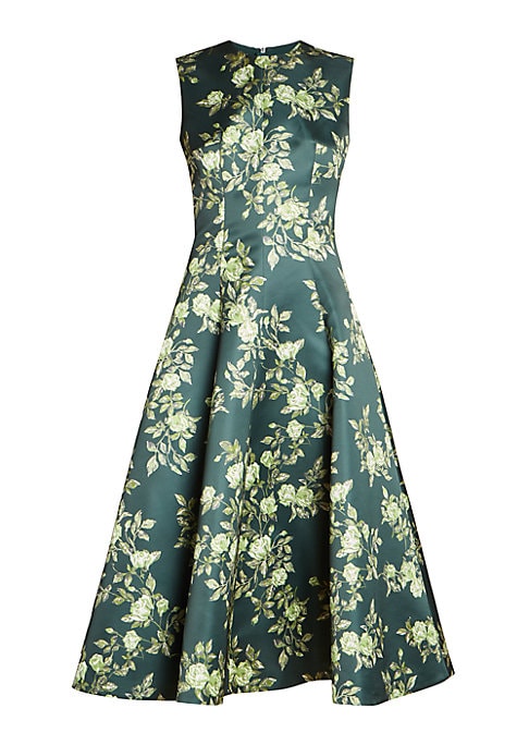 Floral Satin A-Line Midi
