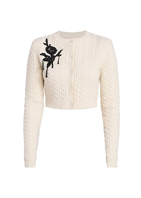 Beaded Floral Knit Cardi