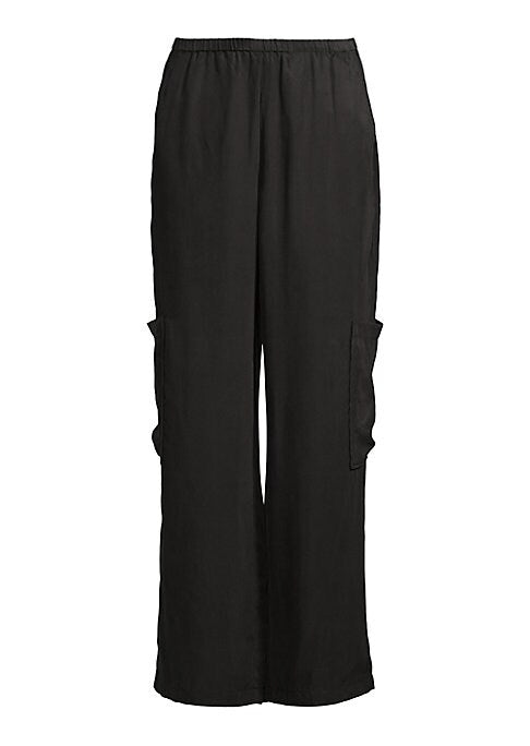 Satin Cargo Wide-Leg Pants