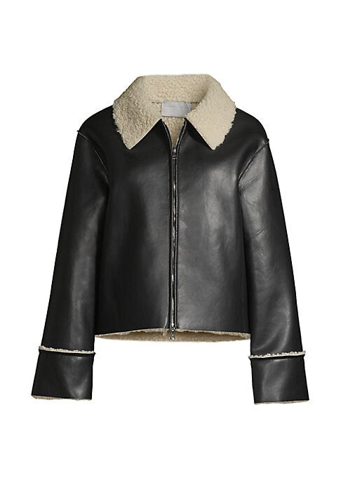 Sherpa-Lined Leather Jacket