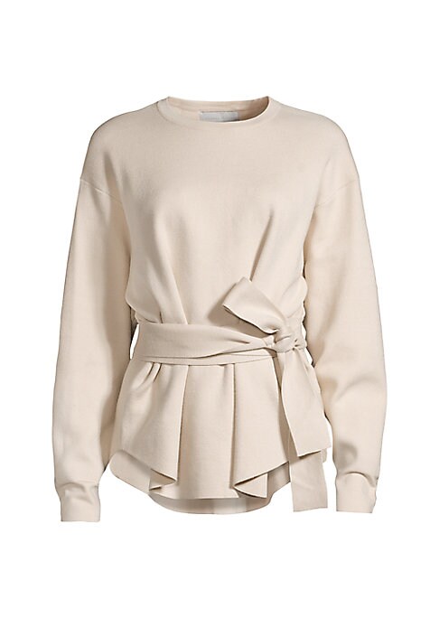 Asymmetric Knit Belt Sweater