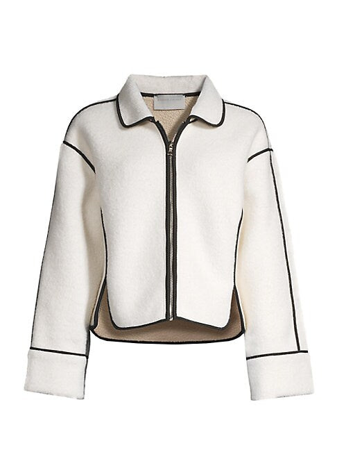 Chic Trimmed Cropped Jacket
