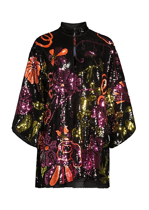 Floral Sequin Mini Dress