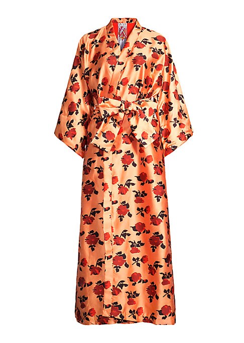 Rose Satin Wrap Dress