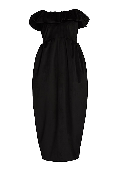 Velvet Ruffle Midi Dress