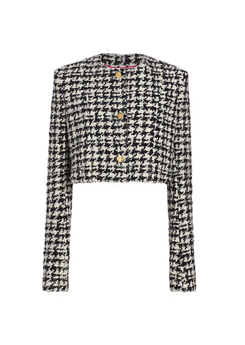 Chic Houndstooth Crop Jacket