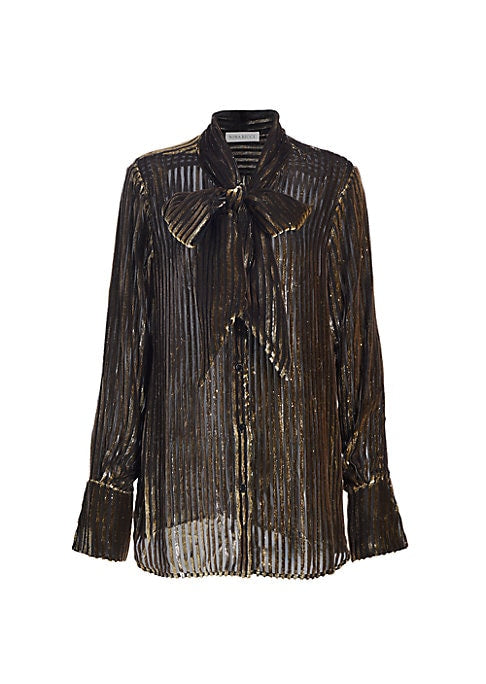 Glistening Velvet Tie Blouse