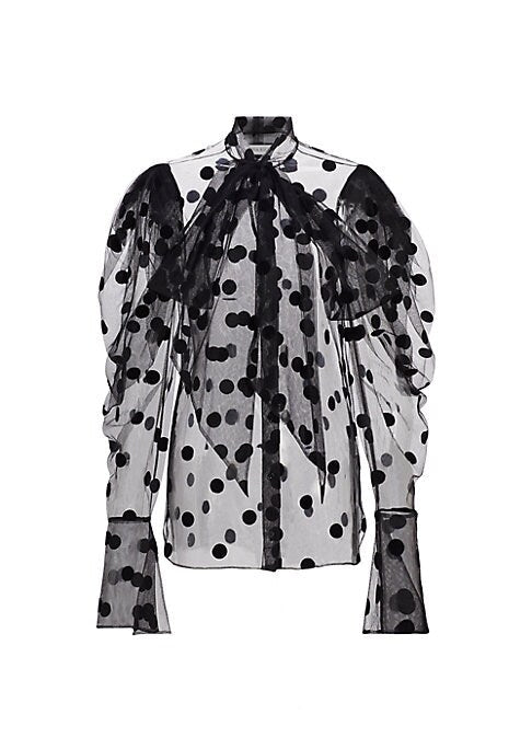 Dramatic Sheer Dot Blouse
