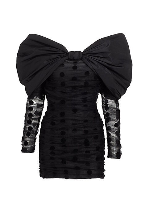 Bow-Embellished Tulle Dress