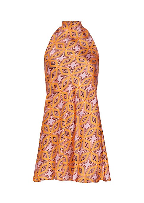 Vibrant Geometric Satin Dress