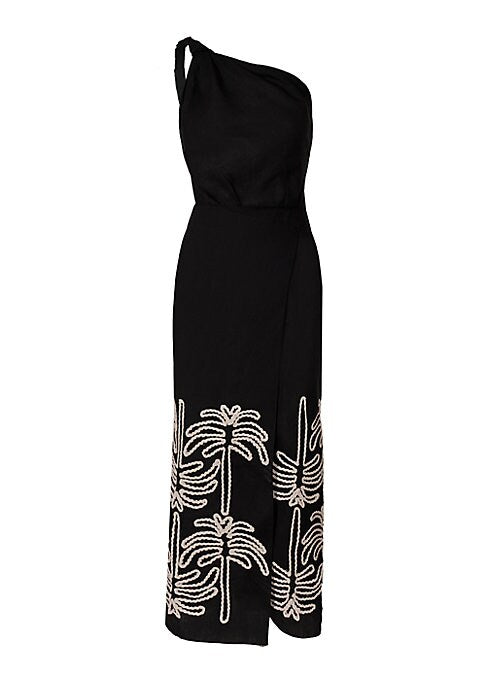 Linen Palmette Maxi Dress
