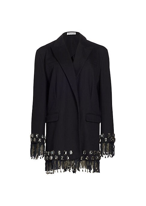Fringe Jewel Denim Blazer
