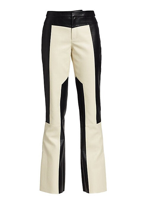 Colorblock Faux Leather Trousers