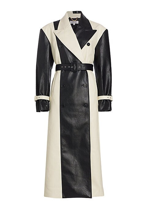 Chic Colorblock Faux Coat