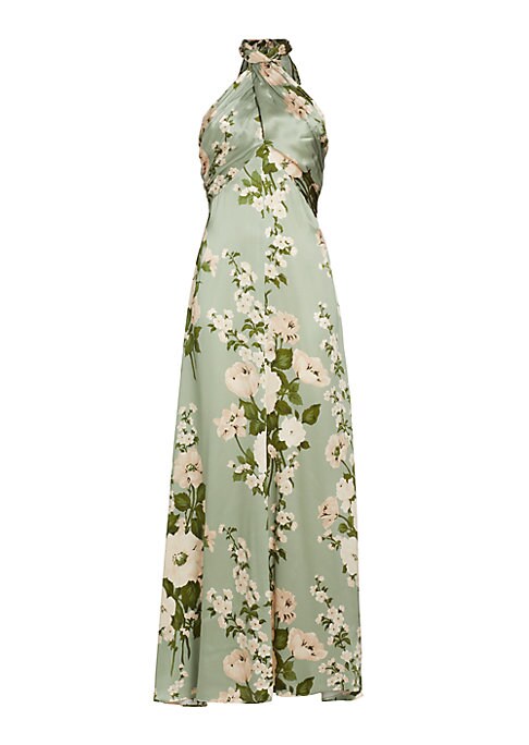 Floral Silk Halter Dress