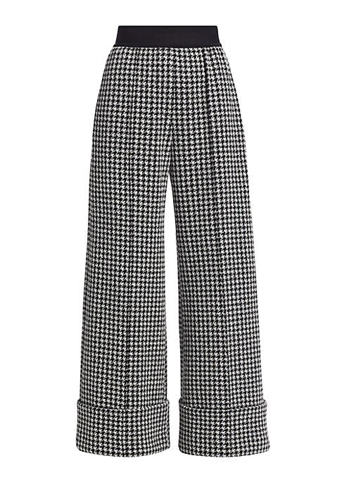 Houndstooth Wide-Leg Trousers