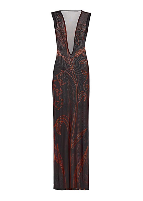Floral Mesh V-Dress