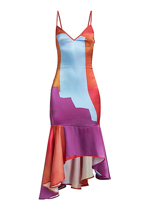Satin Sky Flounce Dress