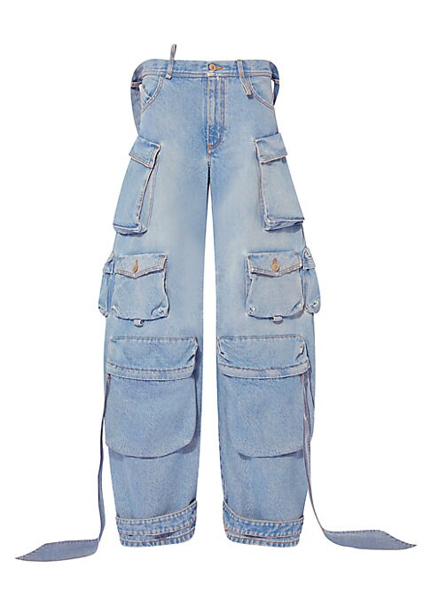 Draped Cargo Denim Trousers