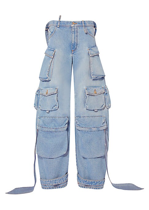 Draped Cargo Denim Trousers