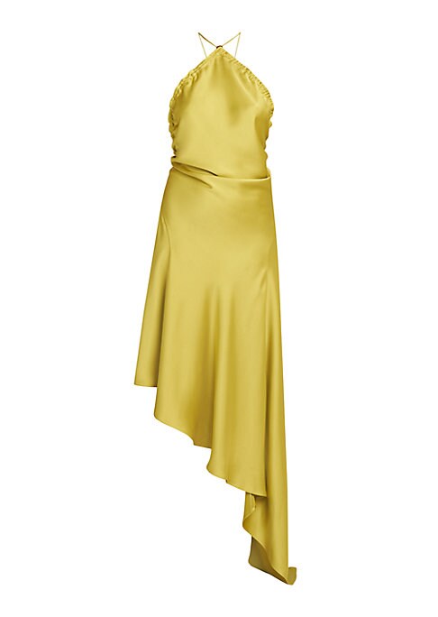 Draped Satin Halter Dress