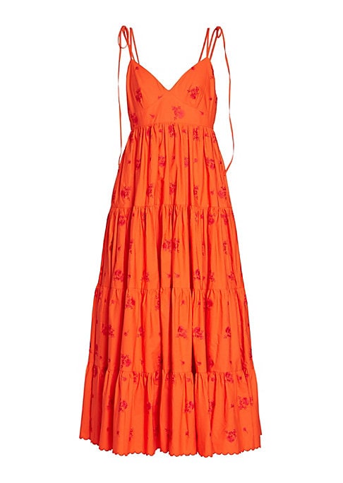 Embroidered Floral Midi Dress