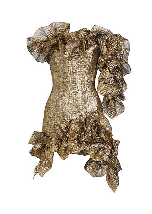 Metallic Ruffle Mini Dress