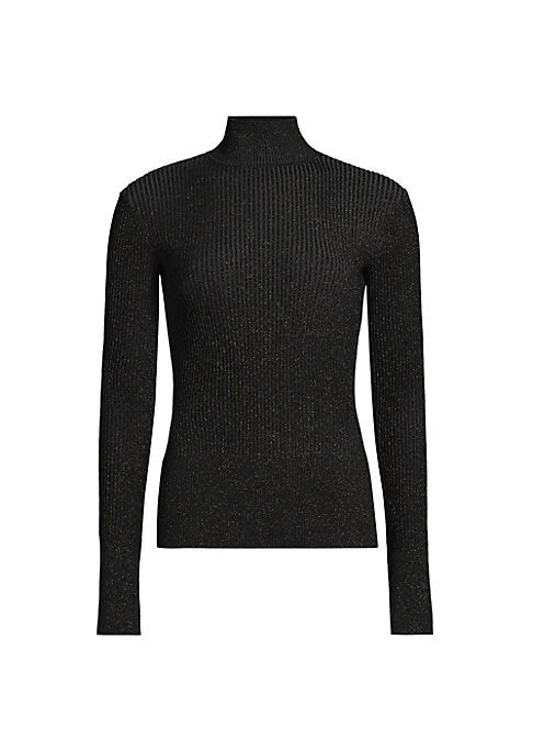 Metallic Turtleneck Knit Top