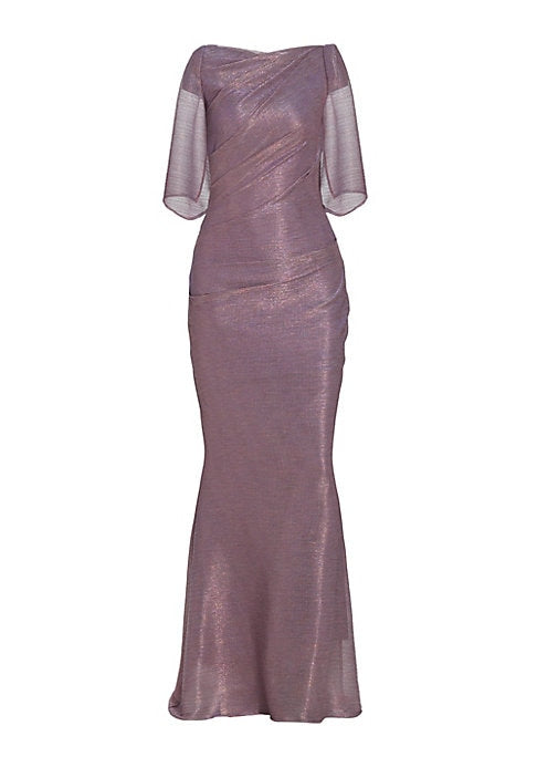 Metallic Dreamy Cape Gown