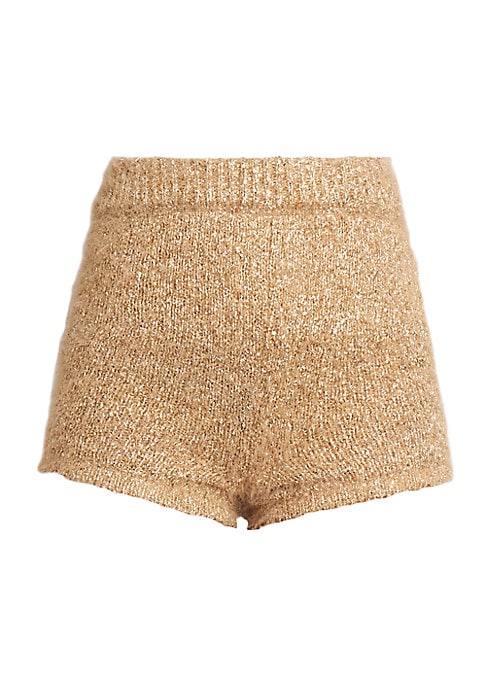 Glistening Knit High-Rise Shorts