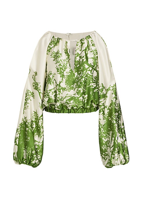 Vivid Silk Cut-Out Blouse