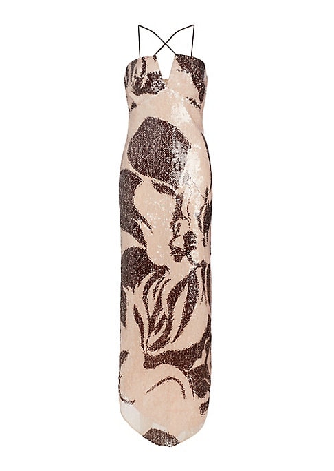 Floral Sequin Maxi Dress