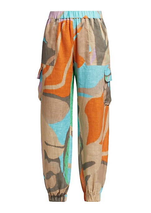 Abstract Print Linen Joggers