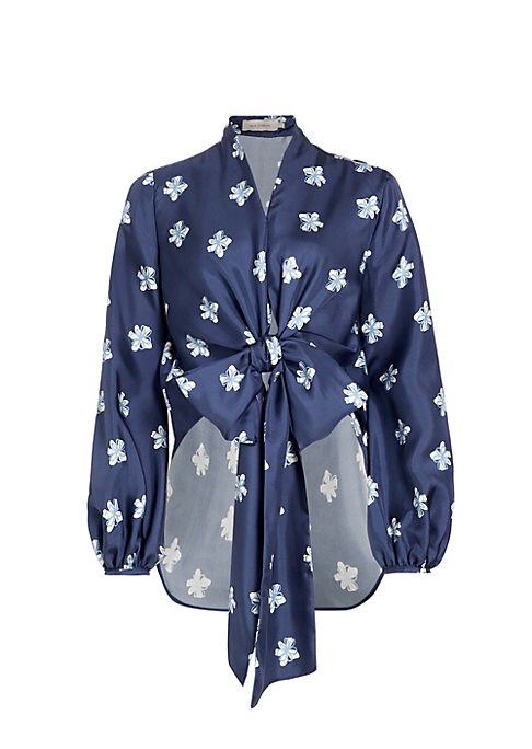 Floral Silk Tie Blouse