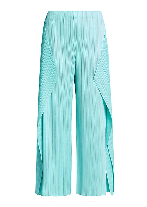 Draped Slit Wide-Leg Trousers