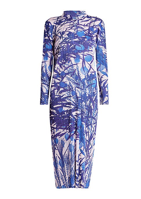 Leafy Pleats Midi Dress