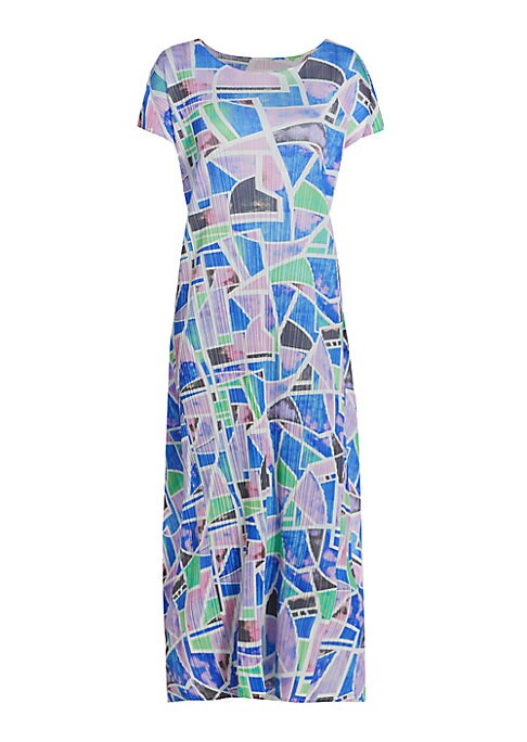 Geometric Pleated Midi Dress