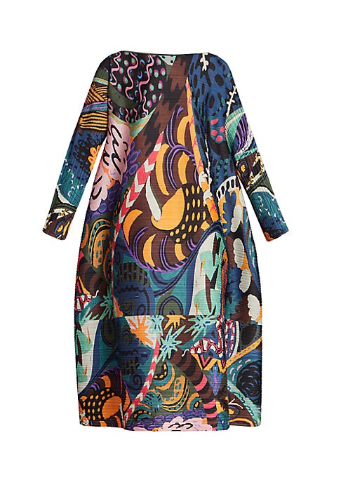 Abstract Pleat Midi Dress